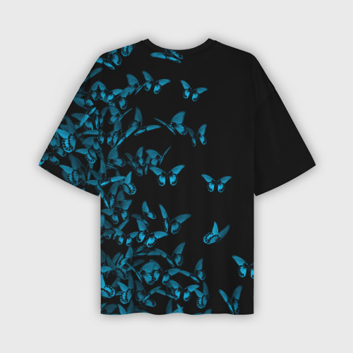 Мужская футболка oversize 3D Синие бабочки, цвет 3D печать - фото 2