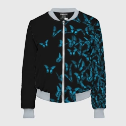Женский бомбер 3D Синие бабочки