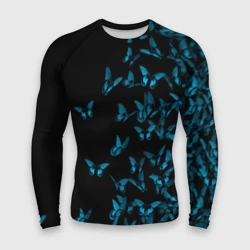 Мужской рашгард 3D Синие бабочки