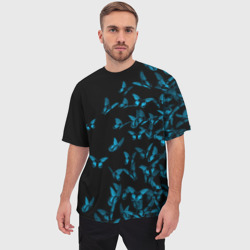 Мужская футболка oversize 3D Синие бабочки - фото 2
