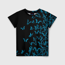 Детская футболка 3D Синие бабочки