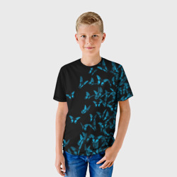 Детская футболка 3D Синие бабочки - фото 2