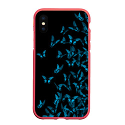 Чехол для iPhone XS Max матовый Синие бабочки