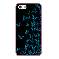 Чехол для iPhone 5/5S матовый Синие бабочки