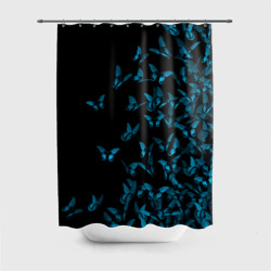 Штора 3D для ванной Синие бабочки