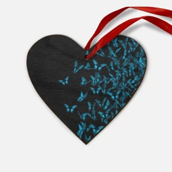 Деревянная игрушка Сердце Синие бабочки