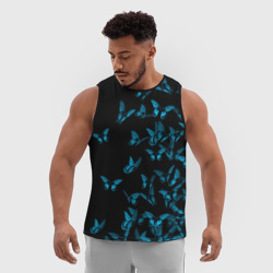 Мужская спортивная майка 3D Синие бабочки - фото 2