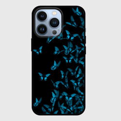 Чехол для iPhone 13 Pro Синие бабочки