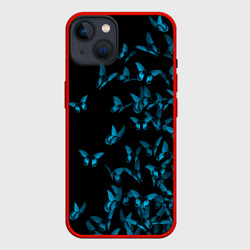 Чехол для iPhone 14 Синие бабочки