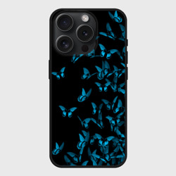 Чехол силиконовый для Apple iPhone 15 Pro матовый Синие бабочки