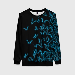 Женский свитшот 3D Синие бабочки