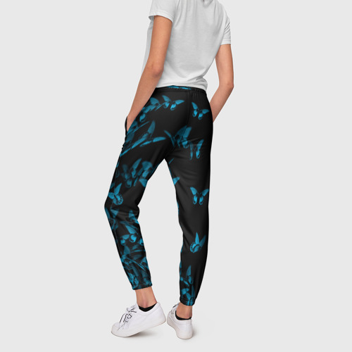 Женские брюки 3D Синие бабочки, цвет 3D печать - фото 4