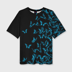 Женская футболка oversize 3D Синие бабочки