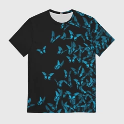Мужская футболка 3D Синие бабочки