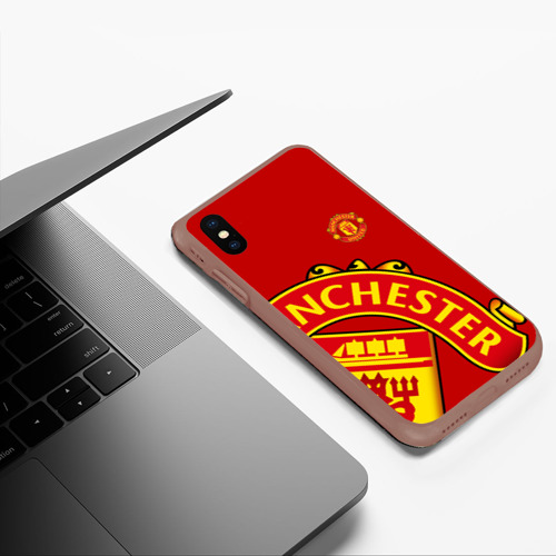 Чехол для iPhone XS Max матовый F.c.m.u sport Манчестер Юнайтед FCMU Manchester united, цвет коричневый - фото 5