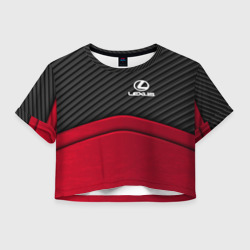 Женская футболка Crop-top 3D Lexus logo - red black carbon
