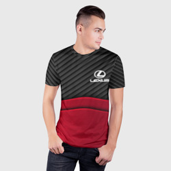 Мужская футболка 3D Slim Lexus logo - red black carbon - фото 2