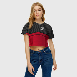 Женская футболка Crop-top 3D Lexus logo - red black carbon - фото 2