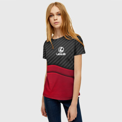 Женская футболка 3D Lexus logo - red black carbon - фото 2