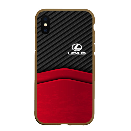 Чехол для iPhone XS Max матовый Lexus logo - red black carbon, цвет коричневый