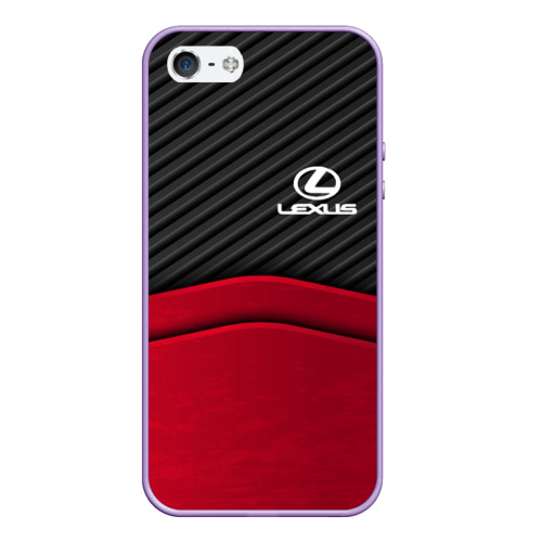 Чехол для iPhone 5/5S матовый Lexus logo - red black carbon, цвет светло-сиреневый