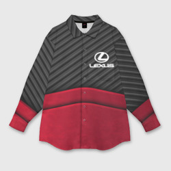 Женская рубашка oversize 3D Lexus logo - red black carbon