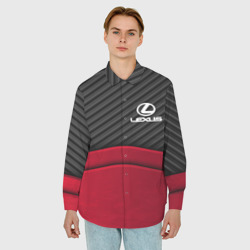 Мужская рубашка oversize 3D Lexus logo - red black carbon - фото 2