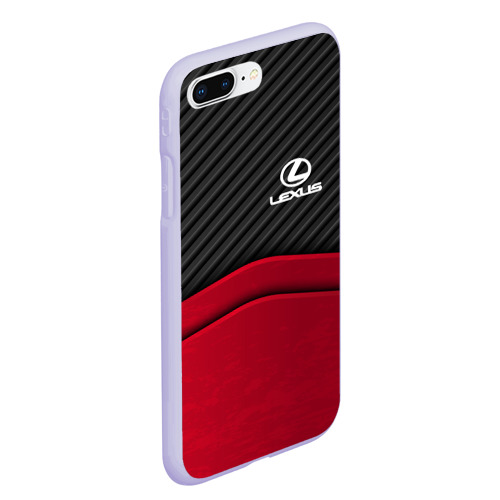 Чехол для iPhone 7Plus/8 Plus матовый Lexus logo - red black carbon, цвет светло-сиреневый - фото 3