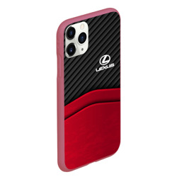 Чехол для iPhone 11 Pro Max матовый Lexus logo - red black carbon - фото 2