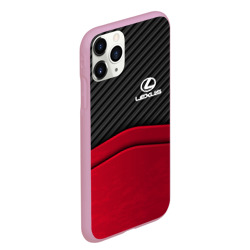 Чехол для iPhone 11 Pro Max матовый Lexus logo - red black carbon - фото 2