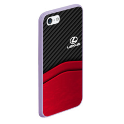 Чехол для iPhone 5/5S матовый Lexus logo - red black carbon - фото 2