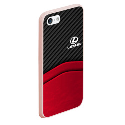 Чехол для iPhone 5/5S матовый Lexus logo - red black carbon - фото 2