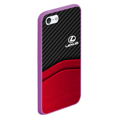 Чехол для iPhone 5/5S матовый Lexus logo - red black carbon - фото 2