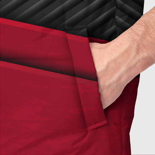 Мужской жилет утепленный 3D с принтом Lexus logo - red black carbon, фото #4