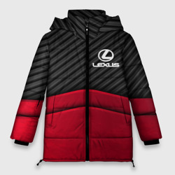 Женская зимняя куртка Oversize Lexus logo - red black carbon