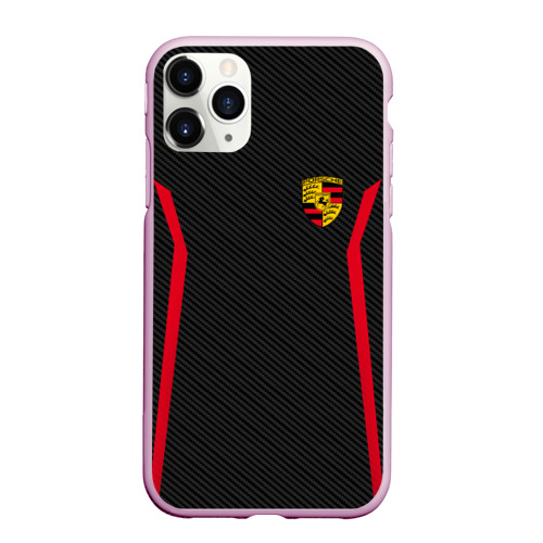 Чехол для iPhone 11 Pro Max матовый Porsche sport Порше, цвет розовый