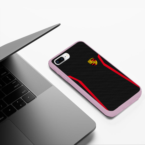 Чехол для iPhone 7Plus/8 Plus матовый Porsche sport Порше, цвет розовый - фото 5