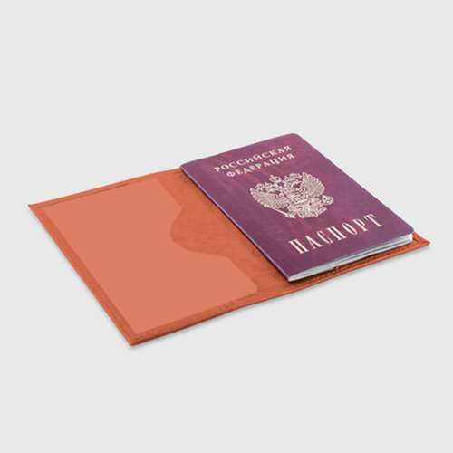 Обложка для паспорта матовая кожа Рыцарь на коне, цвет оранжевый - фото 4