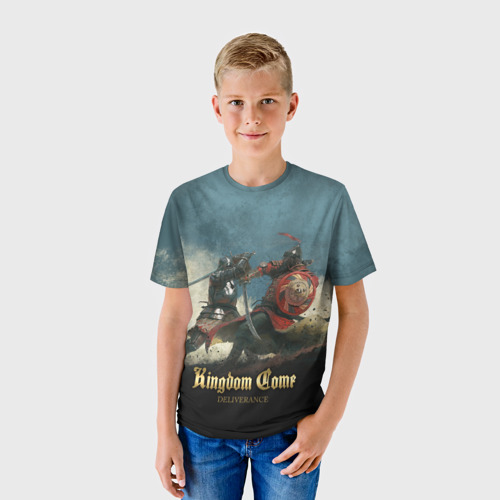 Детская футболка 3D с принтом Kingdom fight, фото на моделе #1