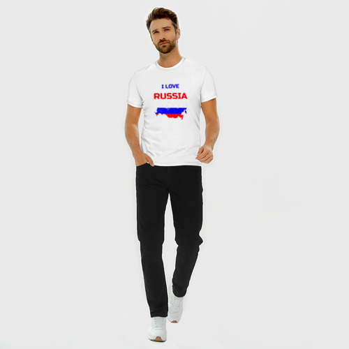 Мужская футболка хлопок Slim Я люблю Россию (I love Russia), цвет белый - фото 5
