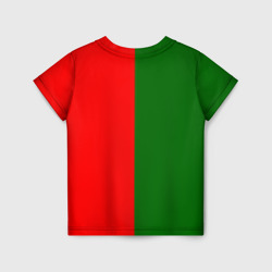 Футболка с принтом Сборная Португалии флаг для ребенка, вид сзади №1. Цвет основы: белый