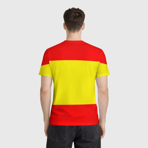 Мужская футболка 3D с принтом Сборная Испании флаг, вид сзади #2