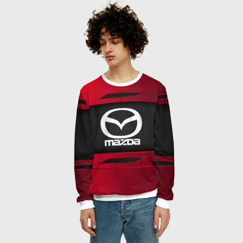 Мужской свитшот 3D Mazda sport, цвет белый - фото 3