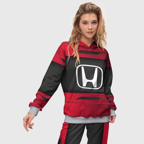 Женский костюм с толстовкой 3D Honda sport, цвет меланж - фото 3