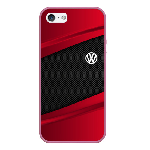 Чехол для iPhone 5/5S матовый Volkswagen sport, цвет розовый