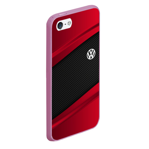 Чехол для iPhone 5/5S матовый Volkswagen sport, цвет розовый - фото 3