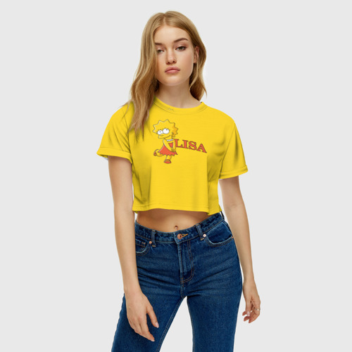 Женская футболка Crop-top 3D Lisa, цвет 3D печать - фото 3