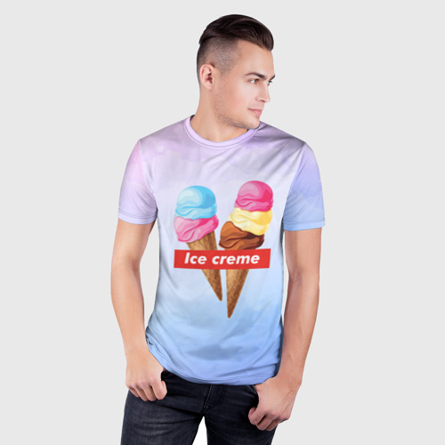 Мужская футболка 3D Slim Ice Creme, цвет 3D печать - фото 3