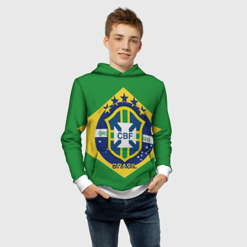 Детская толстовка 3D Сборная Бразилии флаг, цвет белый - фото 6