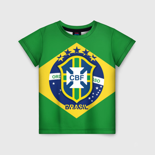 Детская футболка 3D Сборная Бразилии флаг, цвет 3D печать